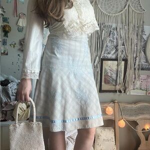 Gorgeous VTG pastel blue and cream plaid skirt
